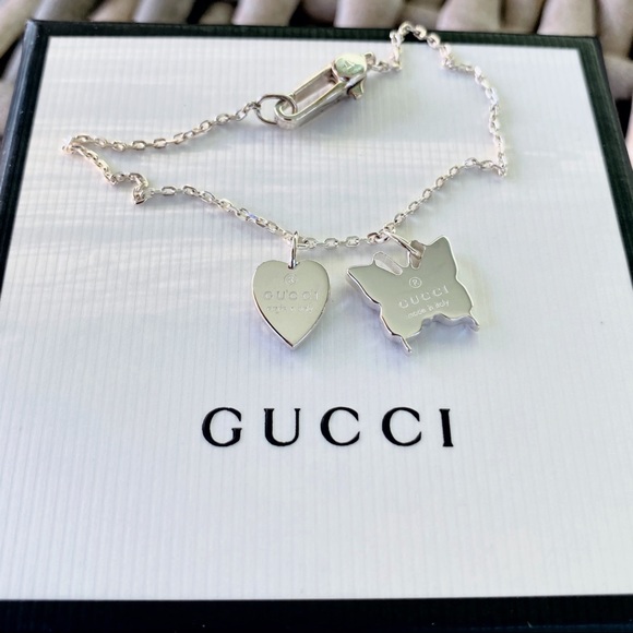 Gucci Heart & Butterfly Silver Logo Charm Bracelet - Picture 15 of 16